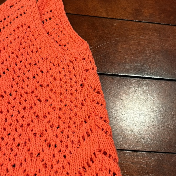Abercrombie & Fitch Open knit Oversized Boxy tank sweater pumpkin orange Small - Picture 5 of 12